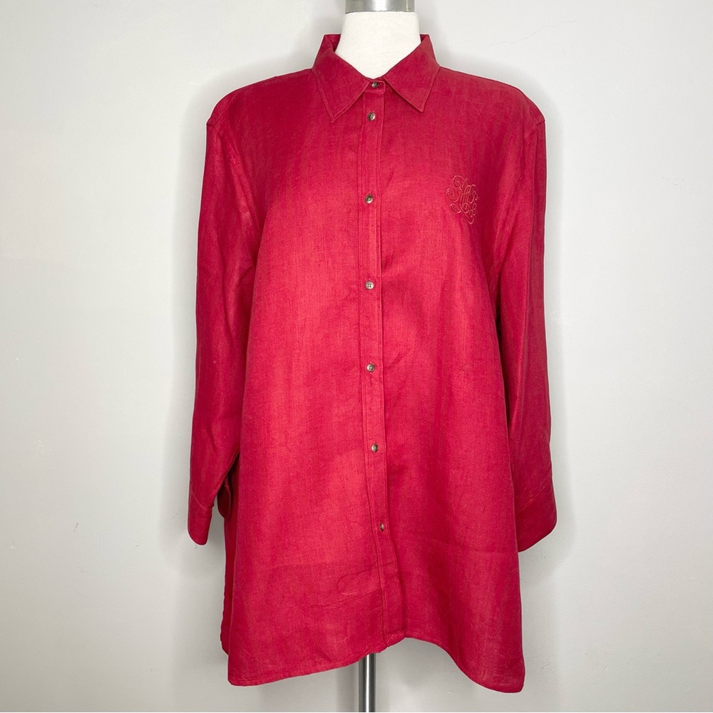 LAUREN RALPH LAUREN Women’s Classic Linen Button Down Shirt